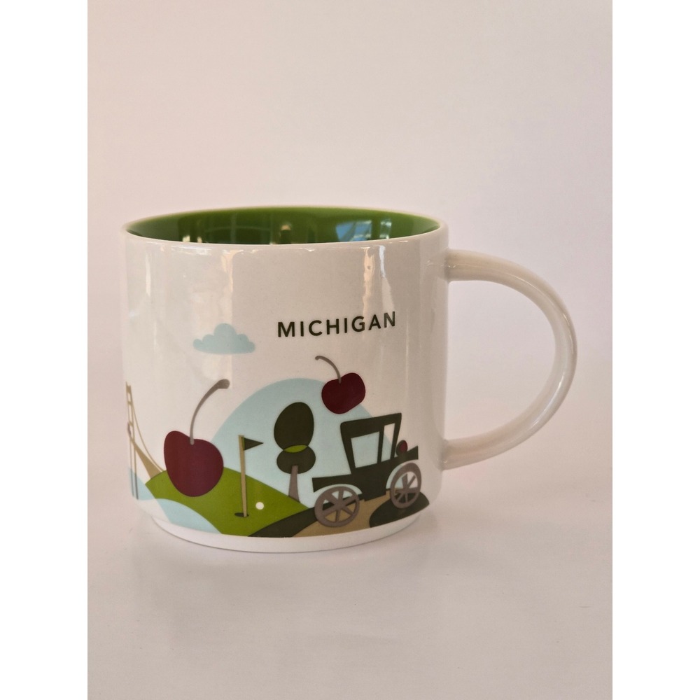 Starbucks Michigan You Are Here Collection Coffee Mug 14oz Green White 2017